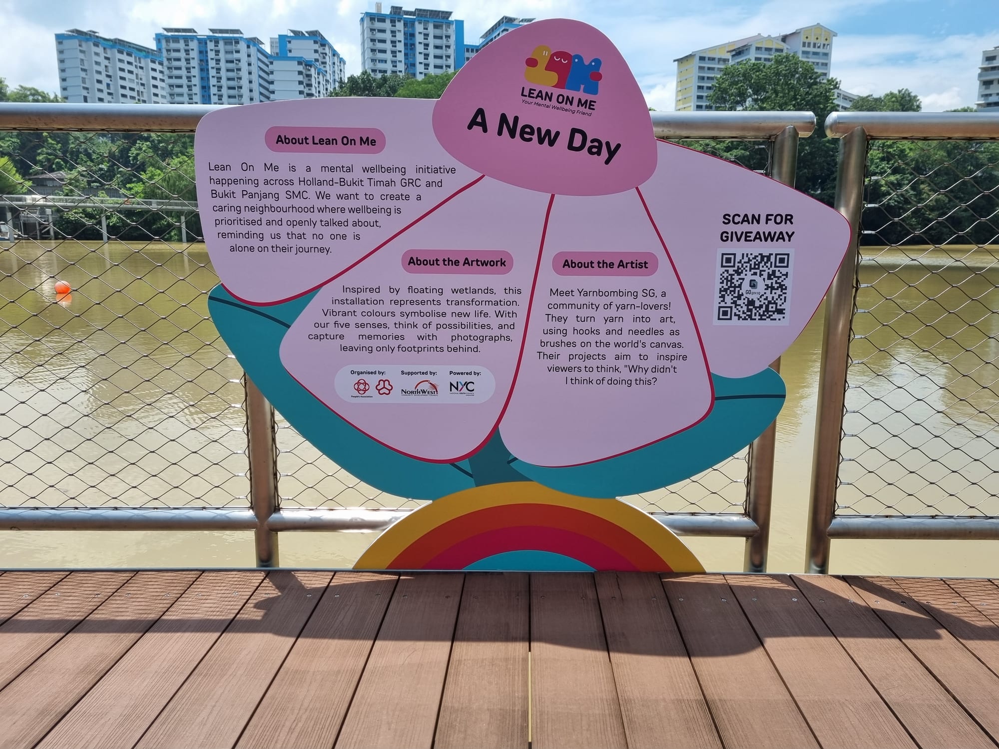 The Lean on Me signboard titled A New Day at Pangsua Pond.